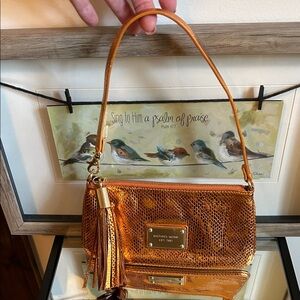 Michael Kors Gold Snake Print Clutch